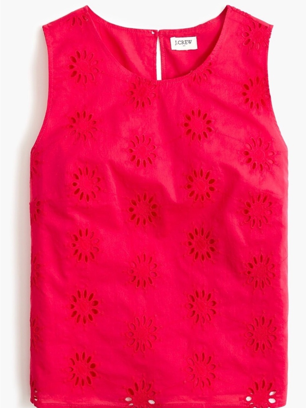 J.Crew Factory Bright Pink Eyelet Cotton Shell Top